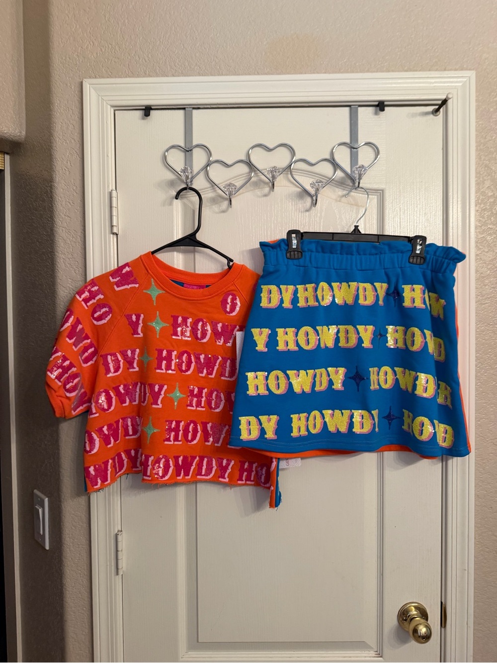 NWT Queen of Sparkles Howdy Set Sz S Top L Bottoms Reversible
